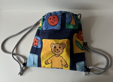 Rucksack Turnbeutel für Kinder (Kordel grau)